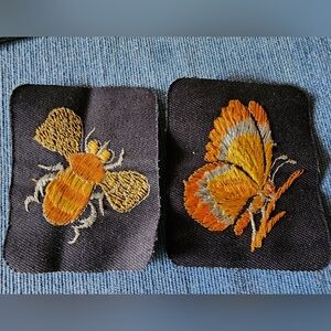 2 Embroidered Insect Patch Set - Orange and Yellow